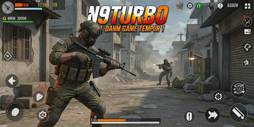 Tampilan antarmuka N9TURBO saat bertarung 1 lawan 1 yang intens.