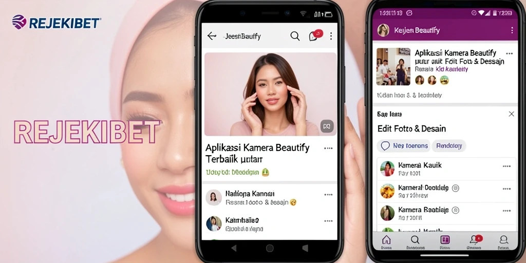 Screenshot antarmuka aplikasi REJEKIBET dengan berbagai fitur beautify.