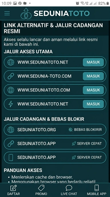 Tampilan link alternatif seduniatoto